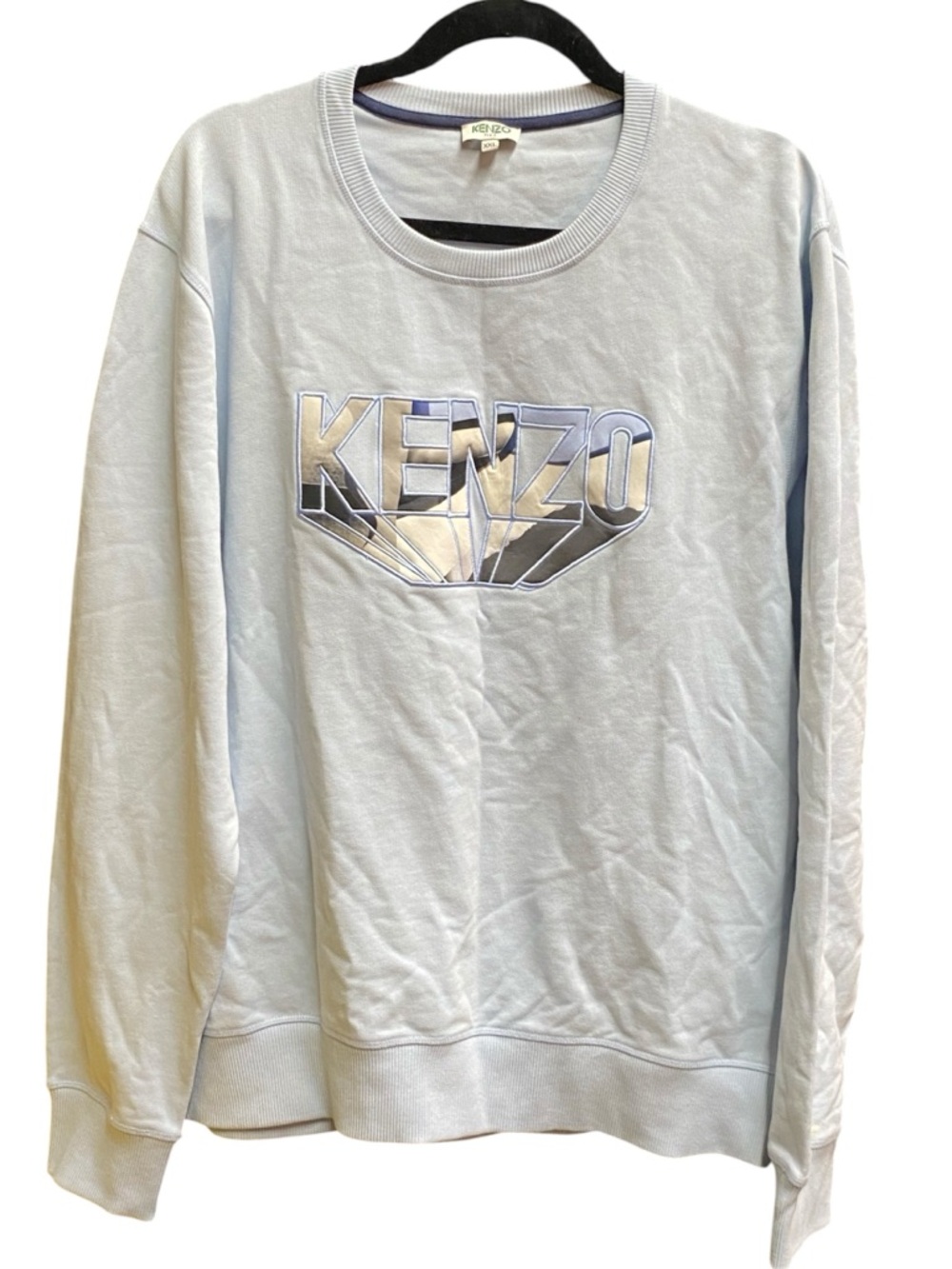 Kenzo Pale Blue Metallic Logo Sweatshirt